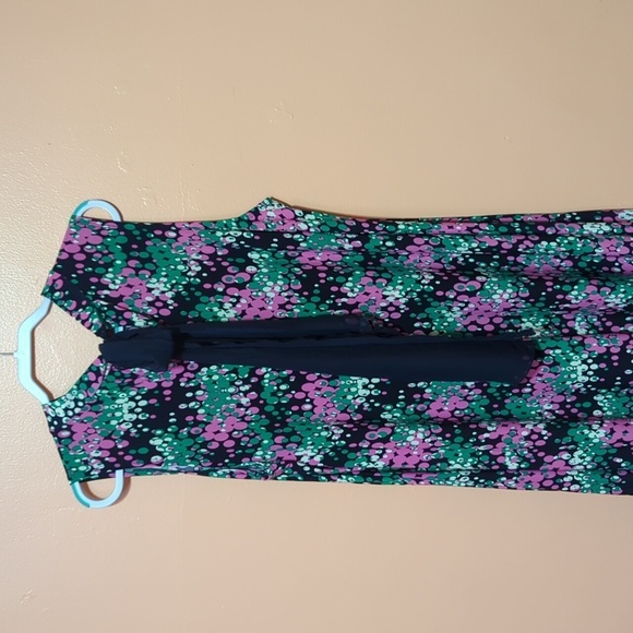 Robbie Bee Slinky Sleeveless Printed A-Line Dress Back Tie Closure Mock Neck 3X - Picture 5 of 11